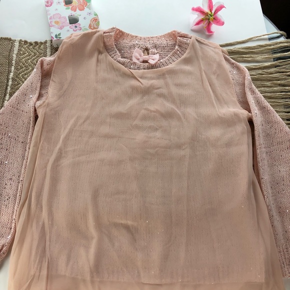 Blush Sweater Sequins Bow Back, Size M - Picture 8 of 8